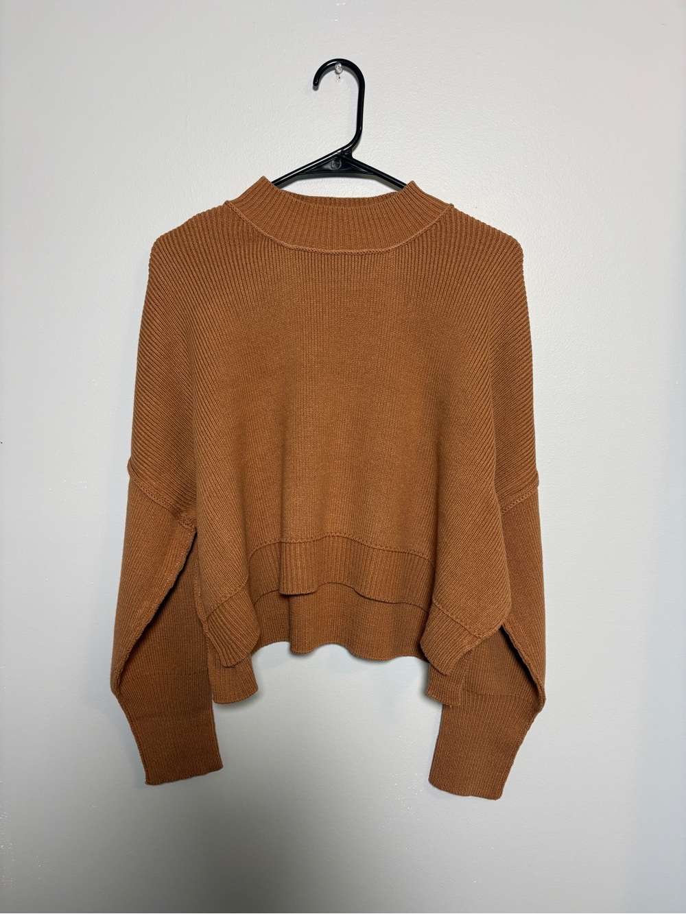 Zenana Outfitters Cropped Mockneck Sweater - camel